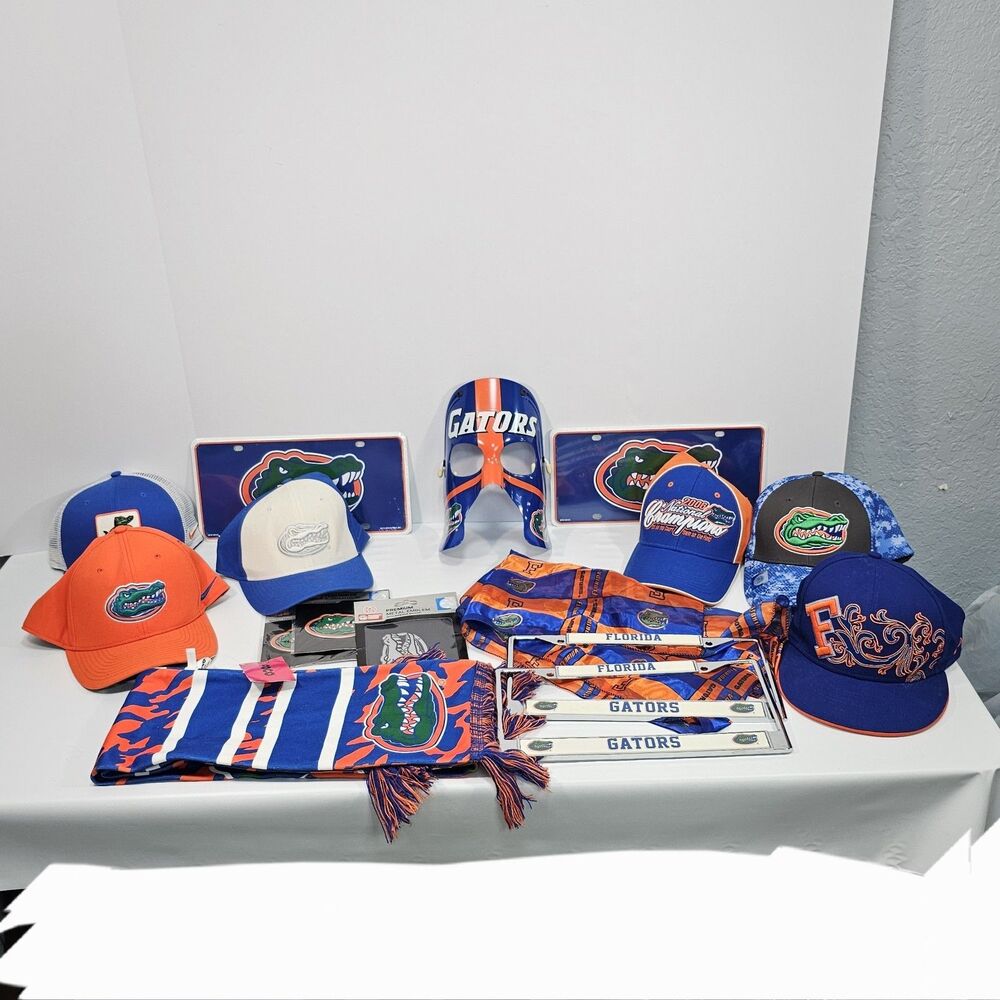 Florida Gators Fan Gear Lot Hats Plates Scarf Masks Frames Accessories